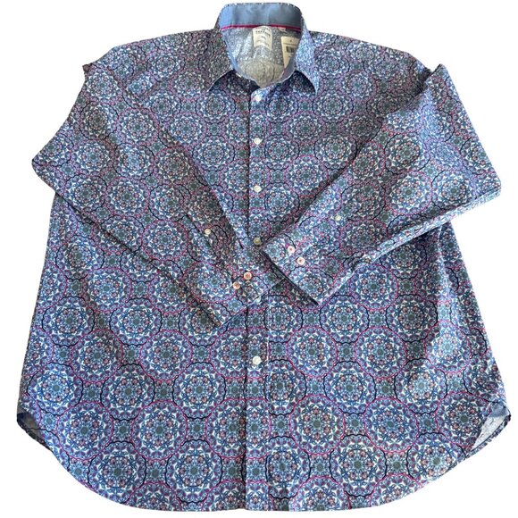 Society of Threads Men's XXL Slim Blue Geometric Long Sleeve Button Down NWT - Picture 1 of 4